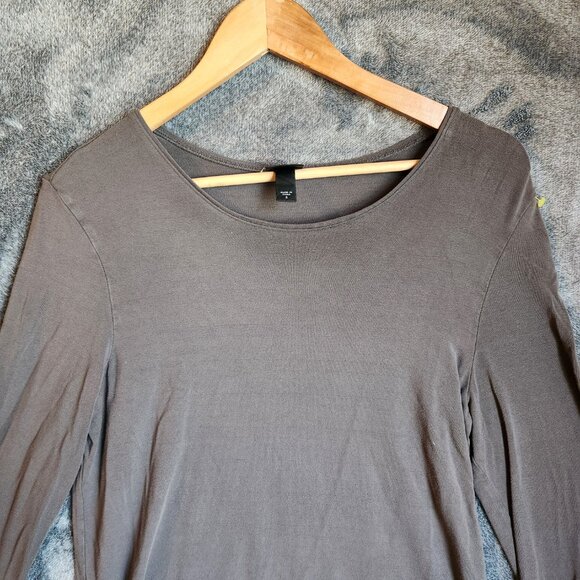 EILEEN FISHER Grey Top Blouse Women's Size Small Long Sleeves Knit Scoop Neck - Picture 3 of 10